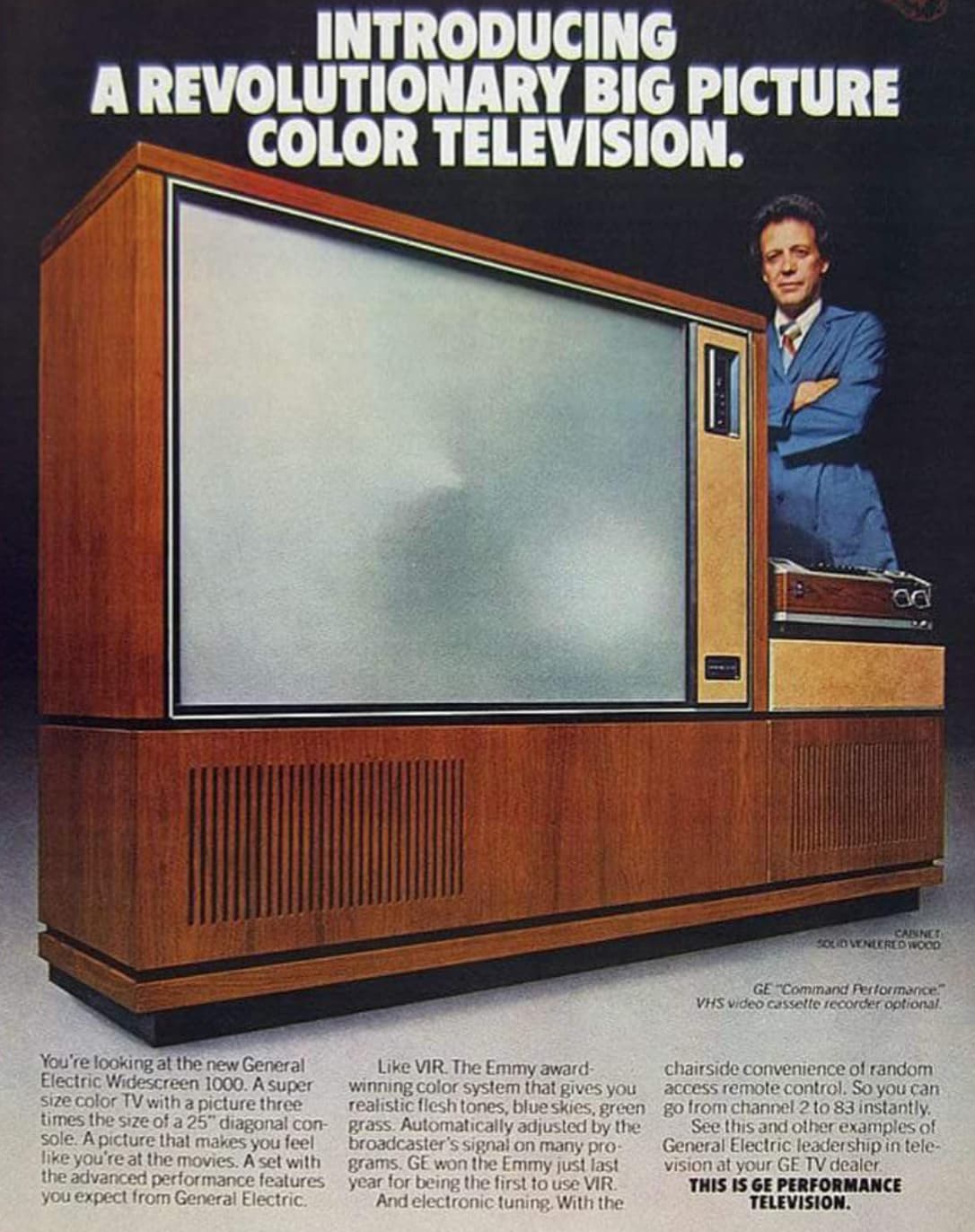 general electric widescreen 1000 - Introducing A Revolutionary Big Picture Color Television. Cabinet Soud Veneered Wood Ge